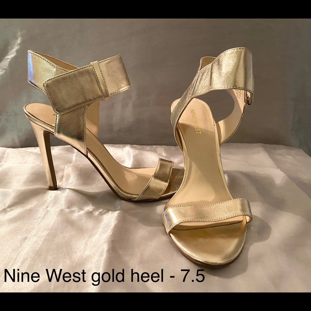 Nine West gold open toe heel